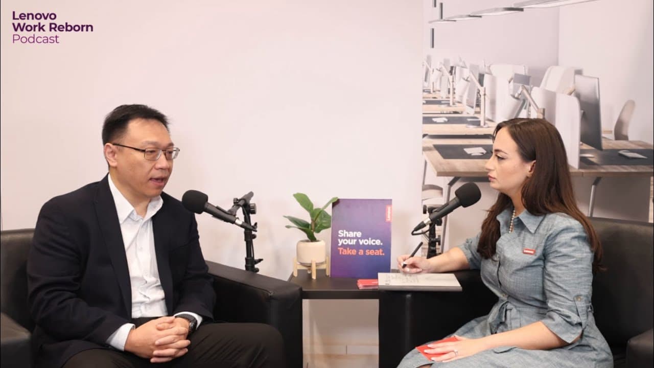Editorial card for Lenovo's Work Reborn interview with Jimi Li: Partnering with AI — Human + Machine Collaboration.