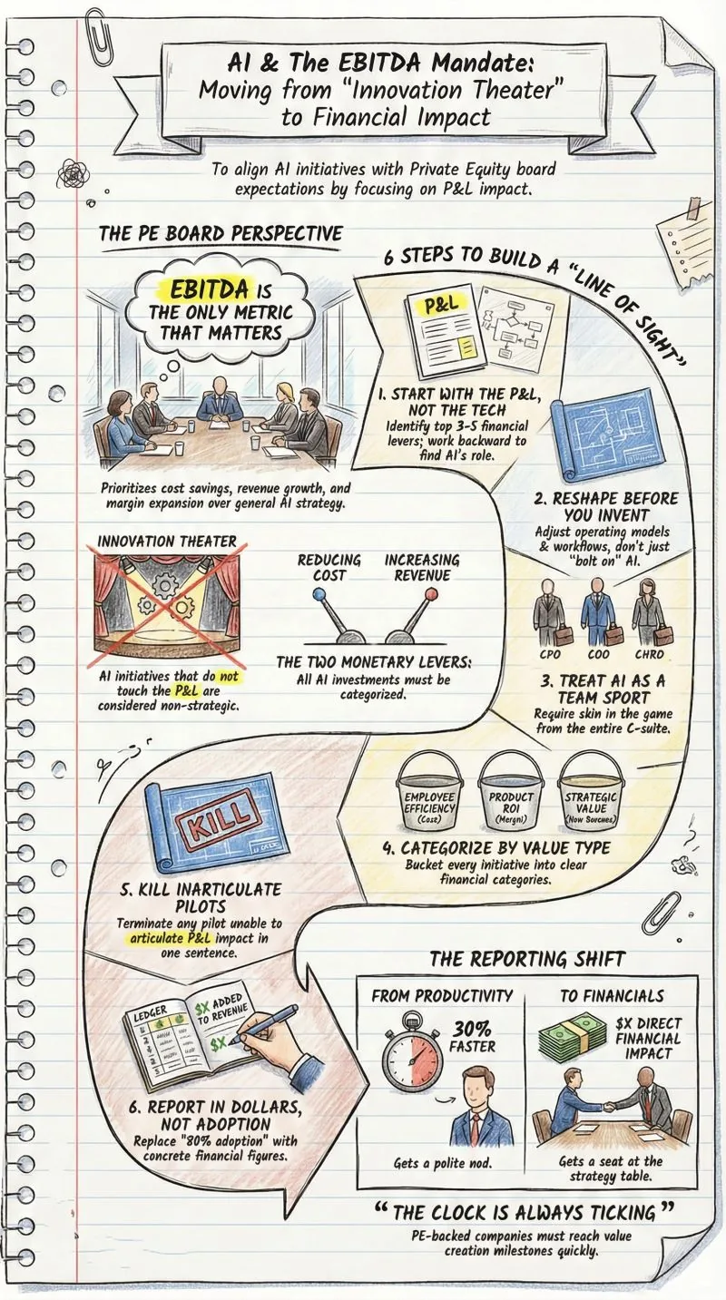Graphic on what private equity boards actually want from an AI strategy