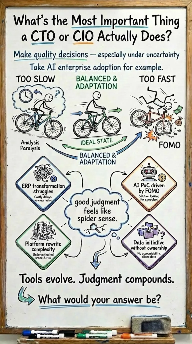 Illustration of the most important responsibility of a CTO or CIO